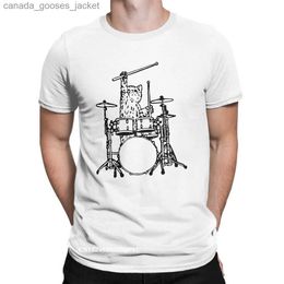 Men's T-Shirts Crazy Funny Cat Playing Drums Black T-Shirts Men Premium Cotton Tshirt Drum Drummer Drumming Tee Shirt Plus Size Tops L231208