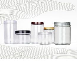 250ml 350ml Transparent Small Plastic PET Jars With Aluminium Lid Clear Empty Cosmetic Sample Jar With Lid In stock1773920