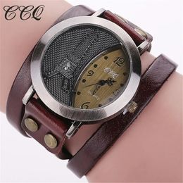 Other Watches CCQ Brand Vintage Tower Watch Genuine Leather Bracelet Casual Women Wristwatches Quartz Relogio Feminino 231207