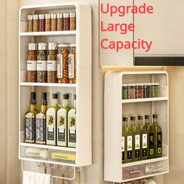 Pot Lid Holders Kitchen Shelves Wall mounted No punch Storage Rack Wall Multifunctional Condiment Bottles and Jars Spice Box Racks 231206