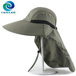 CAMOLAD Mens Bucket Hats With Neck Flap Summer Sun Hat For Women Long Wide Brim Fishing Caps Outdoor UV Protection Hiking Hat Y200301v