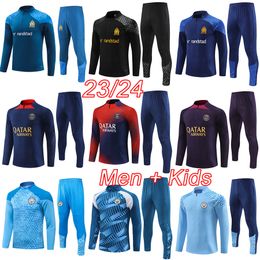 PSGes tracksuits Man 2023 2024 MaRseillEs men kids football tracksuit kits 23 24 paris CiTy boys soccer training suit mbappe kit child sets ensemble survetement foot