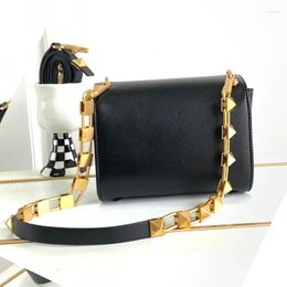 Evening Bags 2023 Top High-quality Luxury Designer Retro Black Gun Buckle Hardware Chain Multifunctional Handbag Fashion Flip Shoulder Bag