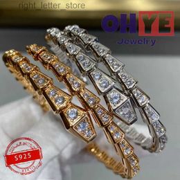 Chain 1 1Hot sale Western style 925 silver colour Custom Simple Fashion Snake Bone luxury brand Bracelets Personality Shiny Jewellery YQ231208