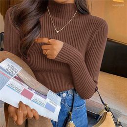 Women's Sweaters Women Long Sleeve Turtleneck T Shirt Autumn Vintage Harajuku Slim Knitted Bottoming Korean Fashion Sweater Female