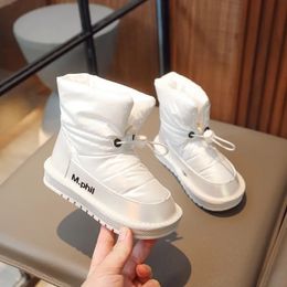 Buty Zimowe koreańscy chłopcy ciepłe i gęste wodoodporne przeciw poślizgowe śnieg Solidny kolor Klasyczne dziewczyny różowe dla dzieci kostka 231207