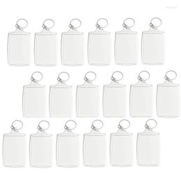 Keychains 100Pcs Po Keychain Rectangle Transparent Blank Acrylic Insert Picture Frame Keyring Key Holder DIY Split Ring227i