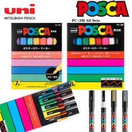 Partihandel markörer uni POSCA Marker Pen Full Set PC-3M Advertising Poster Graffiti Note penna målning handmålade konstförsörjningar rotualDores manga 230807