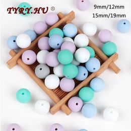 Teethers Toys 500pc Round Silicone Beads 9mm 12mm 15mm 19mm Baby Teething Necklace DIY Baby Pendant Necklace Food Grade Baby Teether 231208