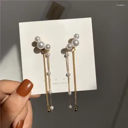 Dangle Earrings Elegant Long Drop For Women Pearl Earring Tassel Earings Girl Love Gift Fashion Jewellery Korean Style Trendy Accessories