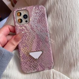 Designers Pink Phone Cases For Iphone 11 12 13 Pro Max X Xr Xs Luxury Brand Smartphones Case Fashion Snake Pattern Phone Case