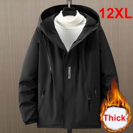 Men's Jackets Black Waterproof Parkas Men Winter Warm Thick Windbreak Jacket Plus Size 10XL 12XL Camping Coat Male Big 231207