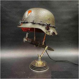 Decorative Objects Figurines Home Decoration World War Ii Helmet Table Lamp Relic Resin Crafts Living Room Decor Drop Delivery Gar Dhxwb