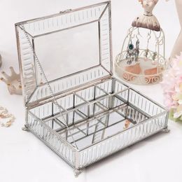 Storage Boxes European glass bead treasure box necklace bracelet earring ring storage box high-end Jewellery display box 231208