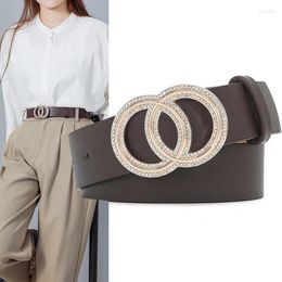 Belts Fashion Belt For Women Jeans Pants Womens Sweater Dress Accessories Diamond Buckle Leather Casual Waistband Width 3.2cm