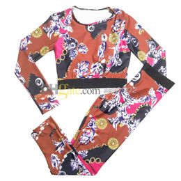 Sport Top with Padded Women Designer Gym Pants Flower Print Yoga t Shirt Two Piece Set Tracksuit