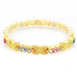 Charm Bracelets Colored Zircon Magnetic Trendy Bracelet Golden 5 Style Bangle Women Girl Fashion Therapy Jewelry Pink Blue