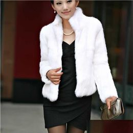 Genuine Real Rabbit Fur Coat Women Fl Pelt Vintage Jacket Winter Party Waistcoat Customised Big Size Stand Collar Wfp267 211018 Dro Dh93P