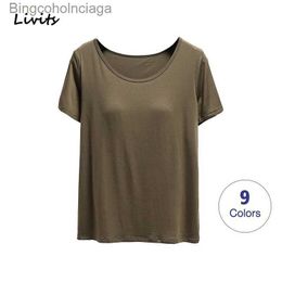 Women's T-Shirt Bra T-Shirt For Women Push up Stretchable Tops Tee Short sle Sexy Casual Korean SA0762L231208