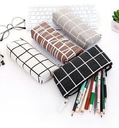 Fashion Students Storage Pouch Cosmetic Pencil Case Pen Box Makeup Bag School Gift Zipper Stationery Striped Canvas27038313726403