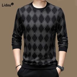Men s Casual Shirts Spring Autumn Male Clothes Trend Printed Round Neck Tops 2023 Fashionable Long Sleeve High Quality Luxury T shirt 231208