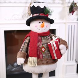 Christmas Toy Supplies Big Christmas Dolls Retractable Santa Claus Snowman Boy Girl Toys Xmas Figurines Christmas Gift for Kid Xmas Tree Ornaments 231208