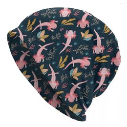 Berets Axolotl Sea Animal Skullies Beanies Hat Pink Hip Hop Men Women Street Cap Warm Dual-use Bonnet Knit