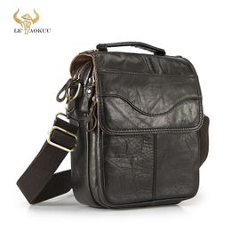 Evening Bags Quality Original Leather Male Casual Messenger bag Cowhide Fashion Crossbody Bag 8" Pad Tote Mochila Satchel 144 231207