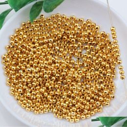 Spacers 2000Pcs Gold Plated Metal Round Spacer Beads M For Jewellery Making Bracelet Necklace Diy Accessories Drop Delivery Findings Com Otrjb