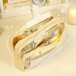 Multi Layers Transparent Pencil Bag Zipper Pouch For Pencils Large Capacity Stationery Kids Student School Supplies