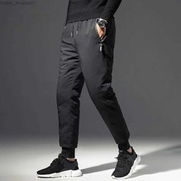 Men's Pants Men's Down Pants 90% White Duck Down Solid Black Winter Pants Drawstring Windproof Thicken Warm Trousers for MenL231113