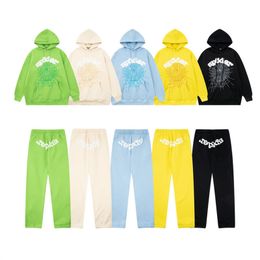 Örümcek kapüşonlu tasarımcı örümcek eşofman sp5der hoodie erkek kapüşonlu sp5der genç haydut 555 erkek kadın sweatshirts köpük baskı örümcek web kazık sweatshirt pantolon