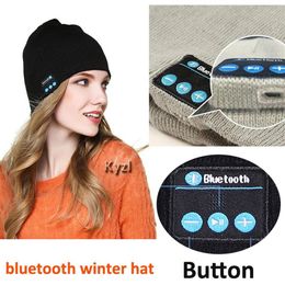 HD Bluetooth Winter Hat Stereo Bluetooth 4 2 Wireless Smart Beanie Headset Musical Knit Headphone Speaker Hat Speakerphone Cap 180256x
