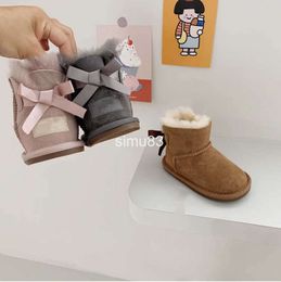 Australia Suede Boots Sheepskin Lining Infant Kids Boy girls toddler Button Ribbon Bow winter shoes snow boot Australian Designers Baby Mid Ankle Booties