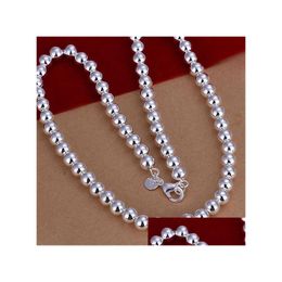 Pendant Necklaces Sier Color Exquisite Noble Luxury Gorgeous Charm Fashion 8Mm Chain Women Lady Beads Necklace 20 Inches Jewelry Drop Otctd
