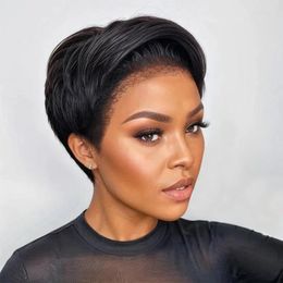 Luvkiss Realistic 4C Edges | Short Pixie Cut Layer Hair 13x4 Lace Frontal Wig Human 150% Density Wigs