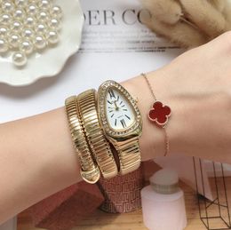 Other Watches Women Luxury Brand Watch Snake Quartz Ladies Gold Diamond Wristwatch Female Fashion Bracelet Clock reloj mujer 231207