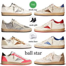 Top Quality OG Designer Casual Shoes Low Ball Star Women Mens Leather Upper Trainers Italy Brand Handmade Silver Gold Glitter Suede Star Loafers Vintage Sneakers