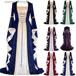 Urban Sexy Dresses Lace Up Halloween Clothing Dress Women's Vintage Medieval Floor Length Renaissance Gothic Witch Vintage Dress Cosplay Dress L231208