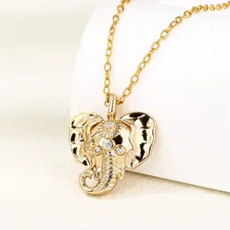 Pendant Necklaces Retro Silvery Colour Elephant Necklace Micro Inlay Cubic Golden Hip Hop Fashion Jewellery Accessories