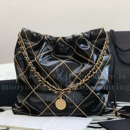 12A Upgrade Mirror Quality Genuine Leather Quilted Tote Bag Womens 22 Small Handbag Black Purse Designer Shopping Composite Bags Crossbody Shoulder Bag With Pouch