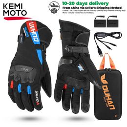 Five Fingers Gloves Motorcycle Heated Winter Gloves Motorcycle Moto Warm Heated Gloves Waterproof Rechargeable Heating Thermal Gloves For Snowmobile 231207