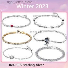 Chain 2023 Winter Christmas New Bracelet 925 Silver High Quality Original 1 1 Red Sparkling Heart Tennis Bracelet Women's YQ231208