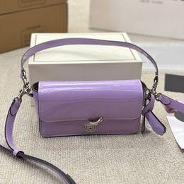 Patent Leather Baguette Bag Vintage Bag Women Underarm Shoulder Bag Mini Flap Purse Crossbody Bag Designer Bag Luxury Bag Cowhide Silver Hardware Long Strap