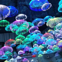 Christmas Decorations Jellyfish Lights Colourful Fibre Optic Lights String Garden Lights Waterproof Outdoor Garden Decor ChristmasTree Lawn Lamps 231207