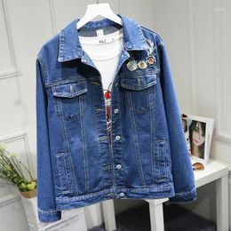 Women's Jackets Spring Autumn Denim Jacket Women Single Breasted Embroidery Short Jeans Coat Female Clothing Streetwear Cowboy Oversize