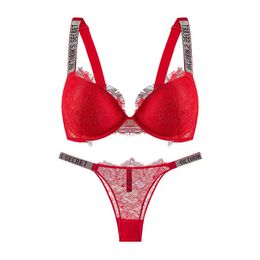 2024 Women Sexy Underwire Push Up Lace Bra And Panty Set Classic Secret Valentine's Day Date Lace Bra Set