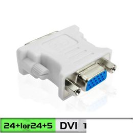 Computer Cables Connectors 100Pcs/Lot Dvi 24Add1 / 24Add5 To Vga Adapter Dual Monitor Connector Converter Drop Delivery Computers Netw Dhrkn