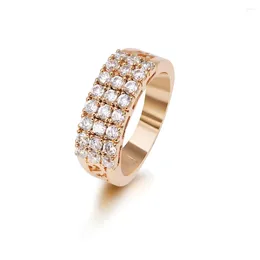 Cluster Rings MxGxFam 18 Plated Gold Colour Mirco 3 Lines Zircon For Women Fashion Jewellery