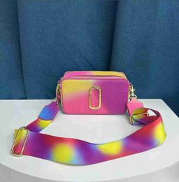 designer bag snapshot new multicolor shoulder bags camera women fashion tie dye luxury leather crossbody glitter strap purse grey bag RSXC